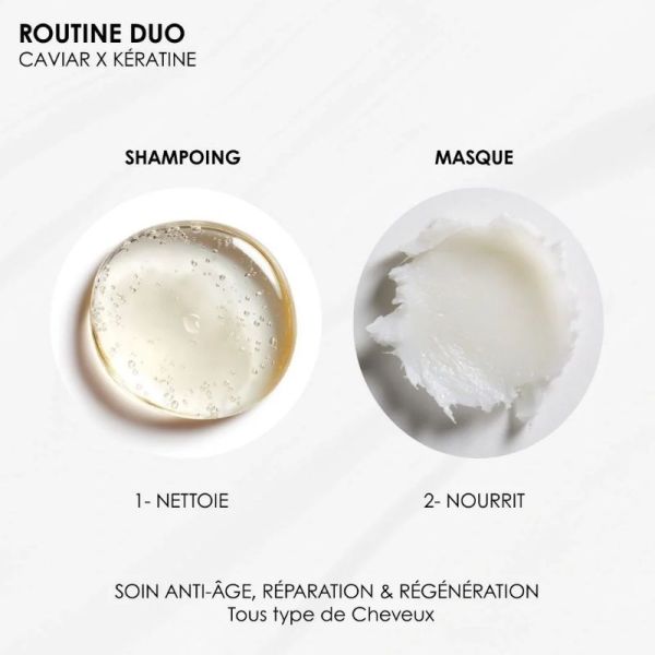 RoseBaie shampoing duo Caviar & Kératine anti-âge, réparation intense 500ml
