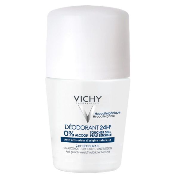 Vichy déodorant 24h toucher sec peau sensible roll-on 50ml
