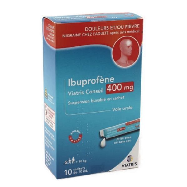 Viatris Ibuprophène 400 mg Mylan 10 sticks de 10 ml