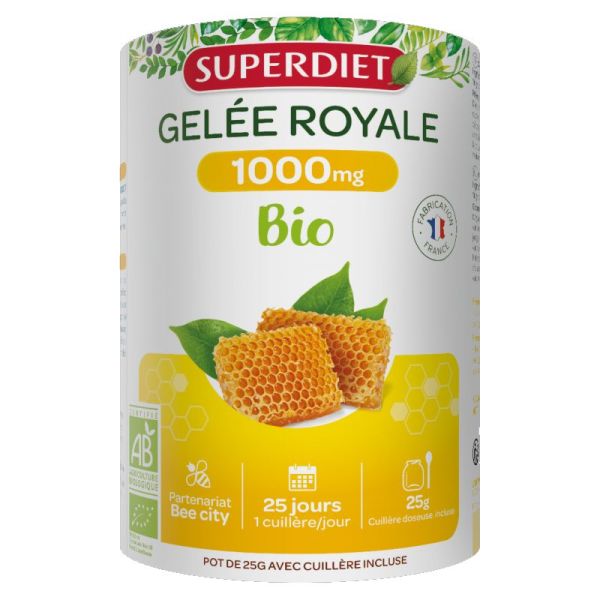 Superdiet gelée royale 1000mg bio pot 25g
