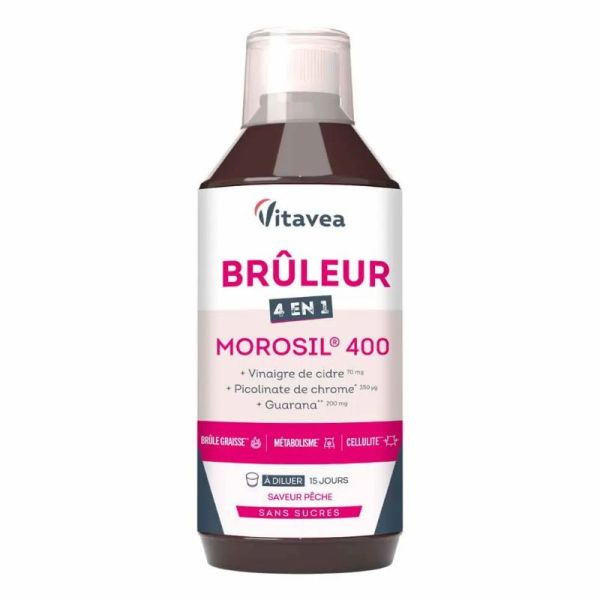 Vitavea Santé Brûleur 4en1 Morosil brûle graisse cellulite métabolisme saveur pêche 500ml