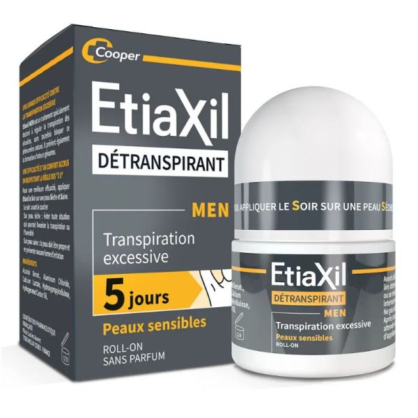 Etiaxil détranspirant déodorant roll-on aisselles homme peaux sensibles 15ml