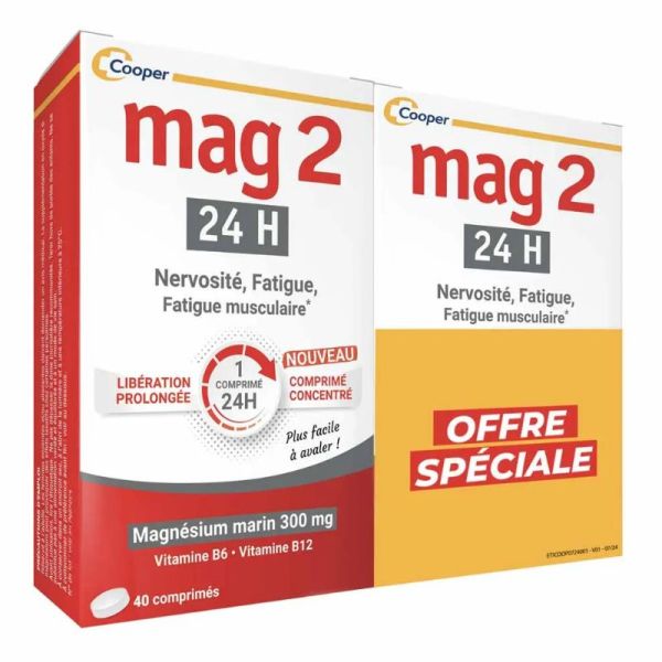 Mag 2 24h Magnésium Marin 2x40 comprimes