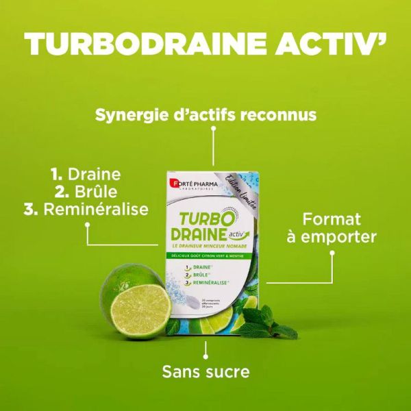 Forté Pharma TurboDraine Activ' Draineur Brûleur 20 comprimés effervescents