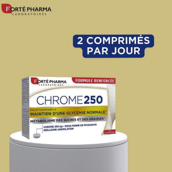Forté Pharma Chrome 250 maintien d'une glycémie normale 30 comprimés