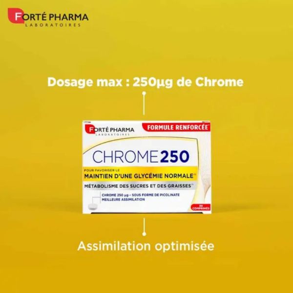 Forté Pharma Chrome 250 maintien d'une glycémie normale 30 comprimés