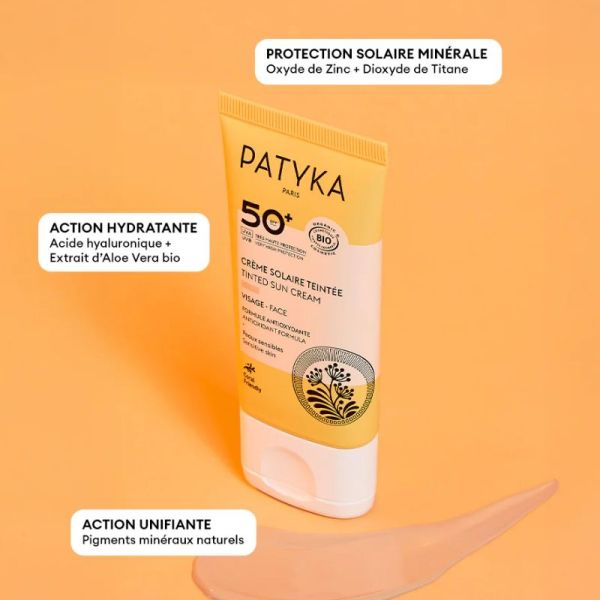 Patyka crème solaire teintée visage SPF50+ bio 40ml