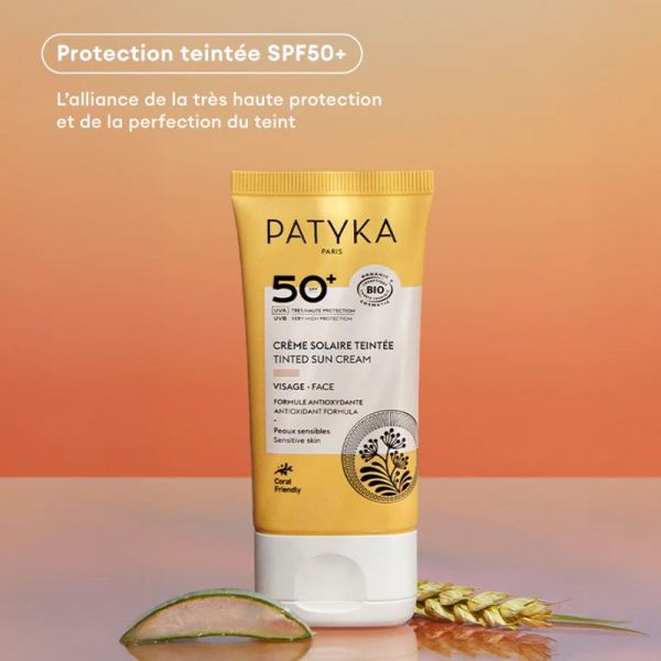 Patyka crème solaire teintée visage SPF50+ bio 40ml