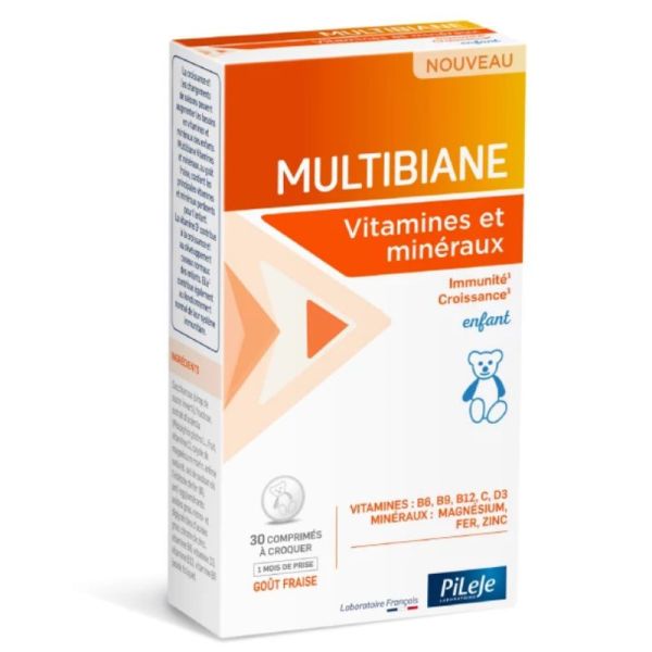 Pileje Multibiane vitamines et minéraux enfants 30 comprimés à croquer