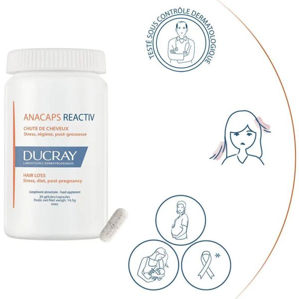 Ducray Anacaps chute de cheveux réactionnelle Reactiv 90 capsules
