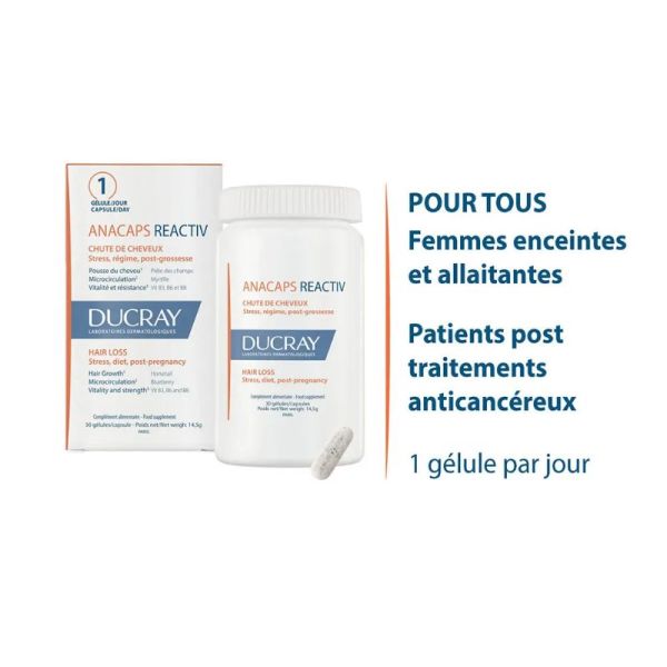 Ducray Anacaps chute de cheveux réactionnelle Reactiv 90 capsules