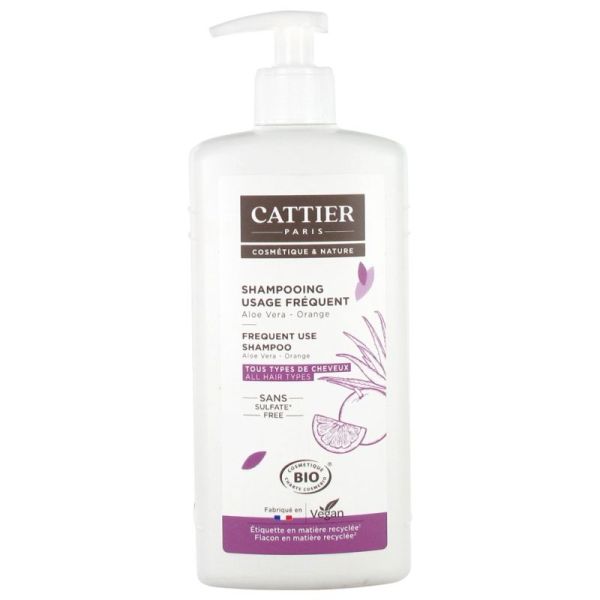 Cattier shampoing usage fréquent Aloe Vera Orange Bio 500 ml