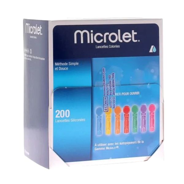 Microlet Lancettes colorées pour autopiqueur Ascensia 200 lancettes