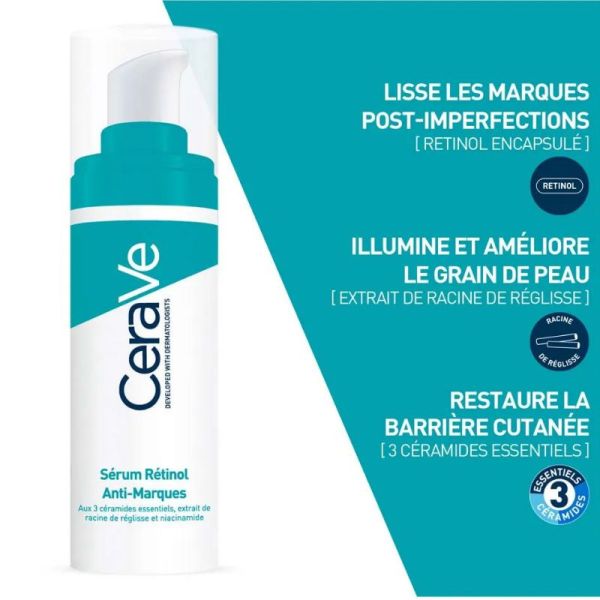 Cerave trousse Ma Routine SOS anti-marques gel moussant 236ml + sérum rétinol 30ml