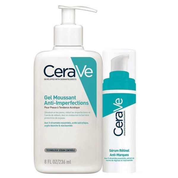 Cerave trousse Ma Routine SOS anti-marques gel moussant 236ml + sérum rétinol 30ml