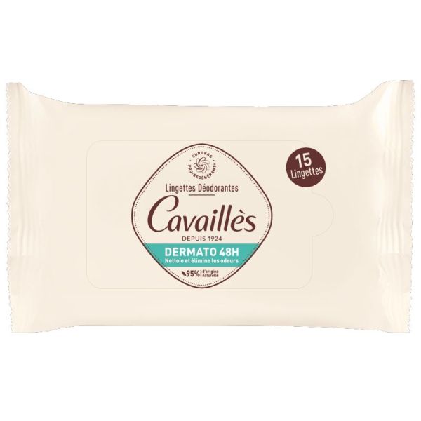 Cavaillès lingettes déodorantes 15 lingettes