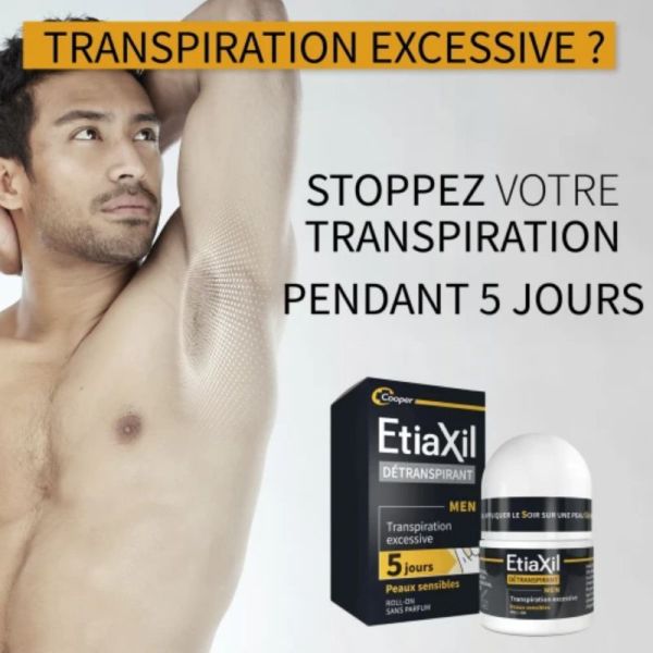 Etiaxil détranspirant déodorant Men roll-on aisselles peaux sensibles 15ml