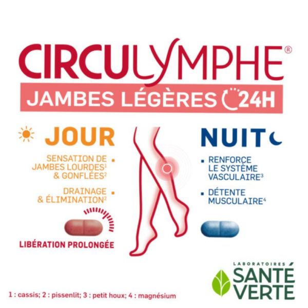 Sante Verte Circulymphe jambes légères 24h jour/nuit 56 comprimés