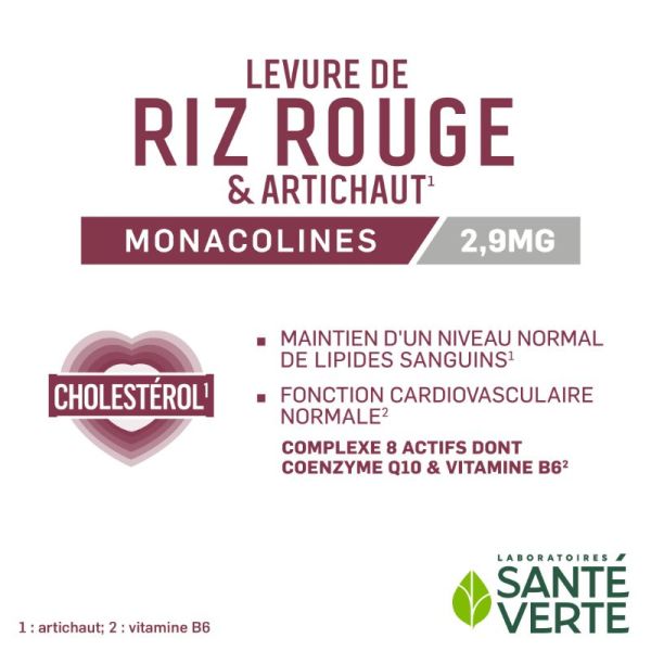 Sante Verte Levure riz rouge & artichaut cholestérol 60 comprimés