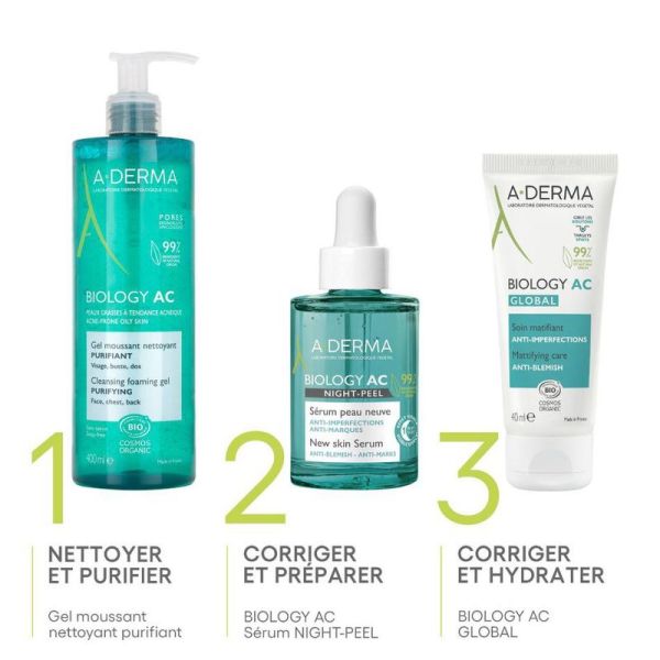 A-Derma Biology AC Night-Peel sérum peau neuve bio 30ml