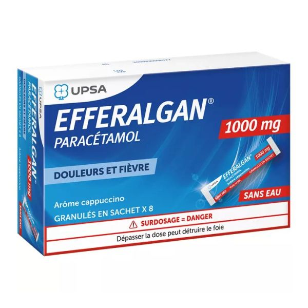 UPSA EffEfferalgan Paracétamol 1000 mg Granulés Capuccino 8 sachets