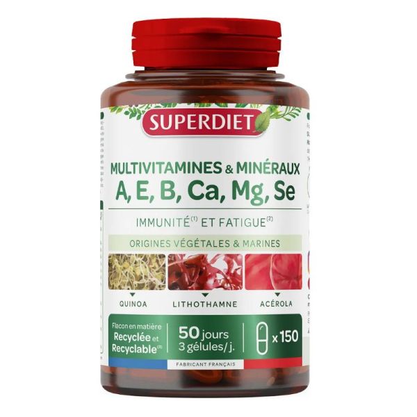 SuperDiet multivitamines et minéraux 150 gélules