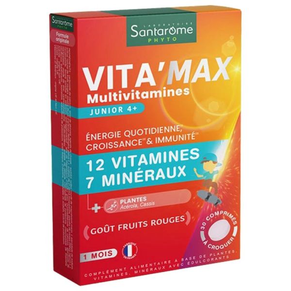 Santarome Vita'Max Multivitamines Junior 30 Comprimés à Croquer