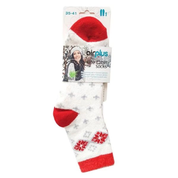 Airplus Socks Flocon RougeAloe Cabin Chaussettes Hydratantes Pointure 35 - 41, 1 Paire