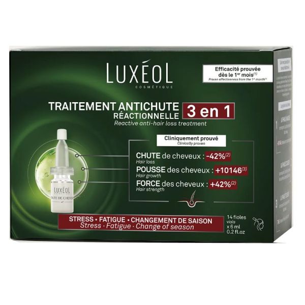 Luxéol traitement Antichute Réactionnelle 3 en 1 14 fioles