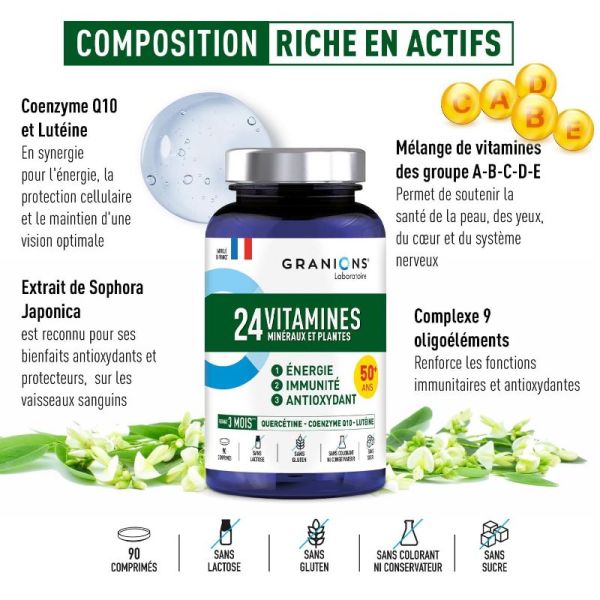 Granions 24 vitamines minéraux et plantes 90 comprimés