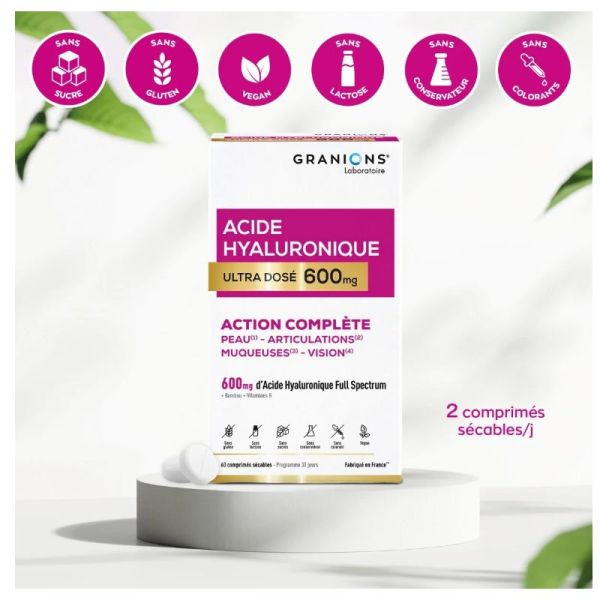 Granions Acide Hyaluronique ultra dosé 600mg 60 comprimés