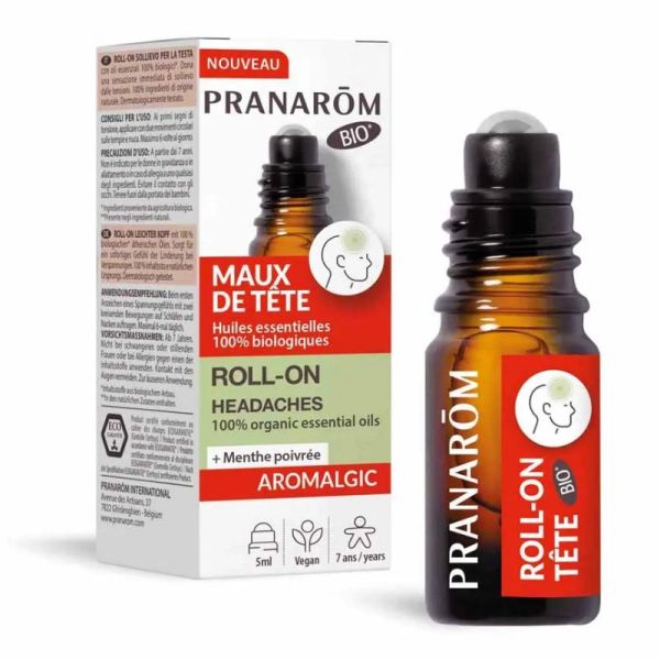 Pranarôm Aromalgic roll-on maux de tête bio 5ml