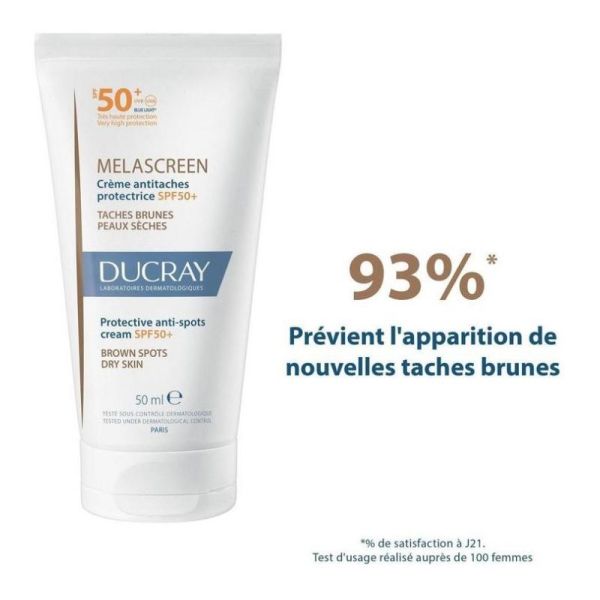 Ducray Melascreen crème anti-taches protectrice SPF50+ peau sèche 50ml