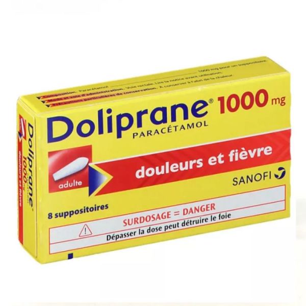 Doliprane 1000 mg Adulte 8 suppositoires