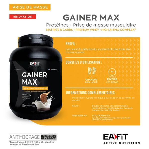 Eafit Gainer Max construction musculaire double chocolat 1,1kg