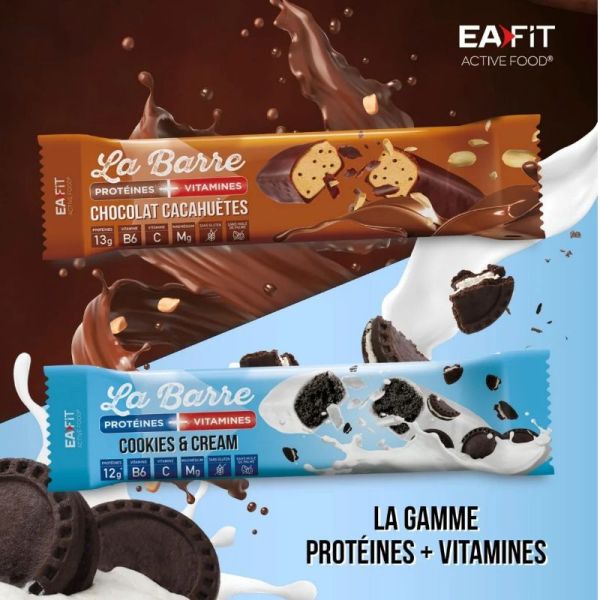 EaFit  La Barre Protéinés + Vitamines chocolat cacahuète 49g