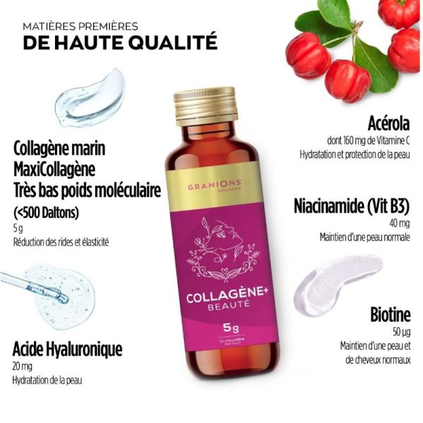 Granions Collagène beauté 8 shots 5ml goût fruits rouges