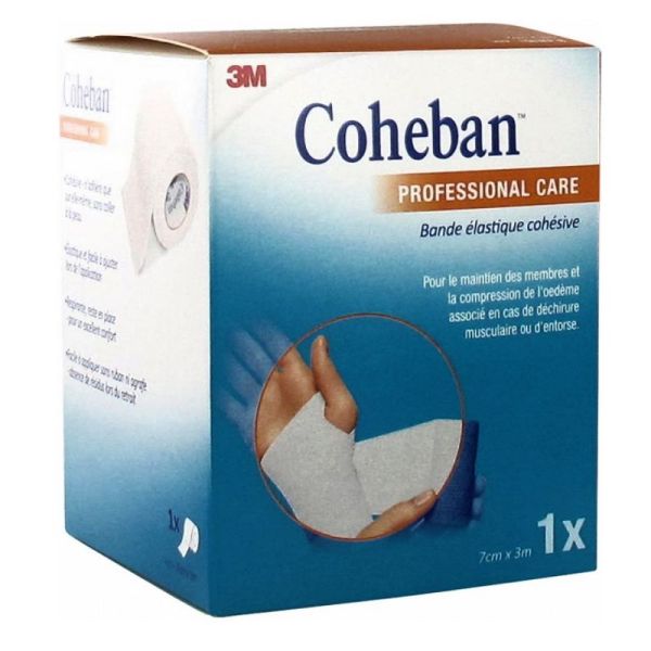 Coheban Blanc Bande de Contention Adhésive  3 m x 7,5 cm