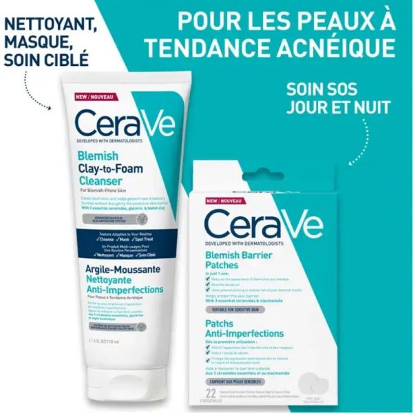 Cerave argile moussante nettoyante anti-imperfections 118ml