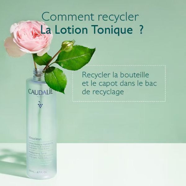 Caudalie Vinoclean lotion tonique hydratante à l'eau de rose Bio 200ml