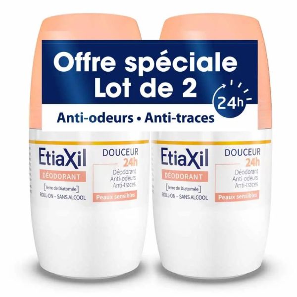 Etiaxil déodorant douceur 24H roll-on lot de 2 x 50 ml