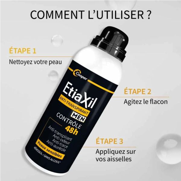 Etiaxil déodorant Men anti-transpirant contrôle 48H spray 150lmlx2