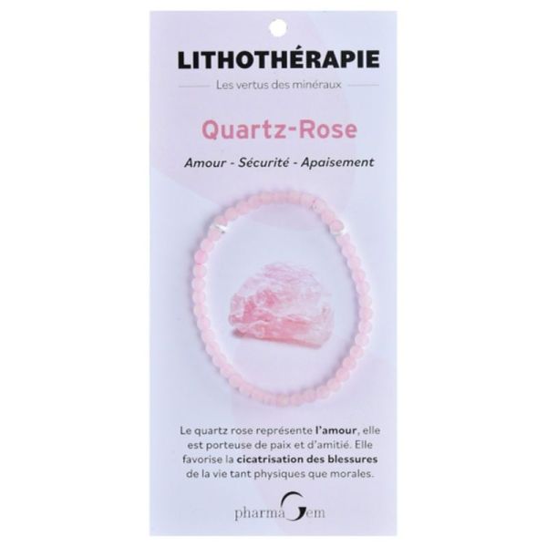Lithothérapie Bracelet Quartz-Rose 4 mm