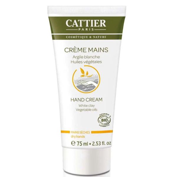 Cattier Crème mains bio nourrissante à l'argile blanche 75 ml