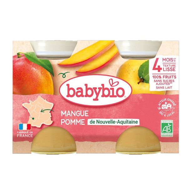 Babybio Mangue Pomme de Nouvelle-Aquitaine 2x 130g