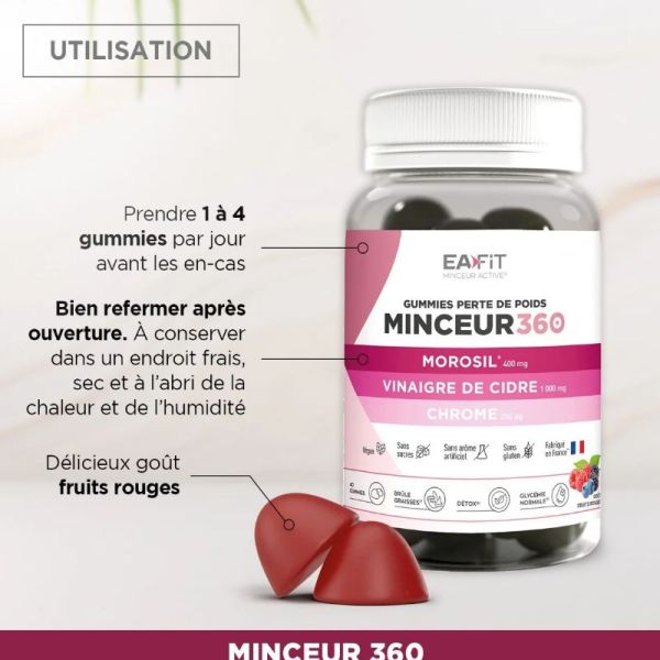 Eafit Minceur 360  Morosil, vinaigre de cidre de pomme 40 gummies