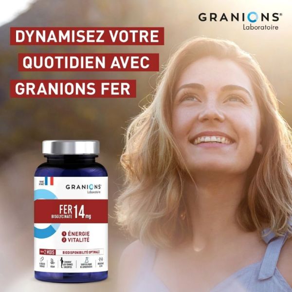 Granions Fer Bisglycinate 14mg énergie vitalité 60 gélules végétales