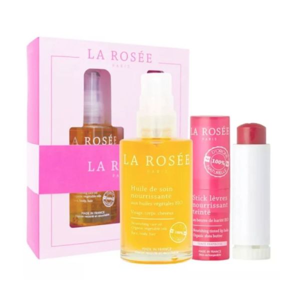 La Rosée Coffret Éclat Huile de Soin + Stick Lèvres + Recharge GRATUITE - 1 kit