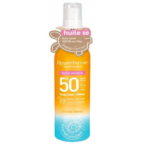 Respectueuse Huile Solaire SPF50 100ml