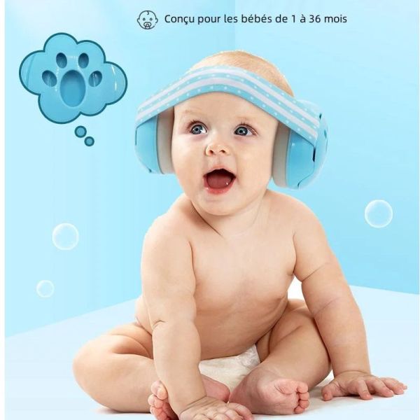 L2N Casque bébé réducteur de bruits 3 mois + Bleu